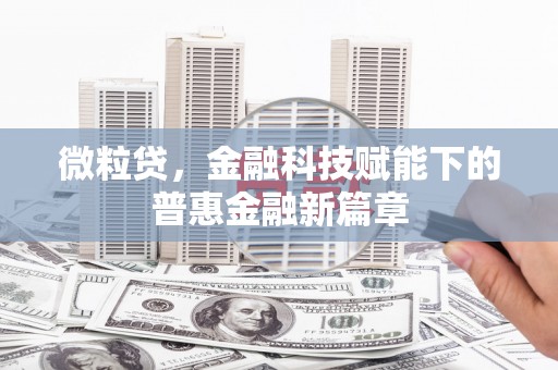 东阿微粒贷，金融科技赋能下的普惠金融新篇章