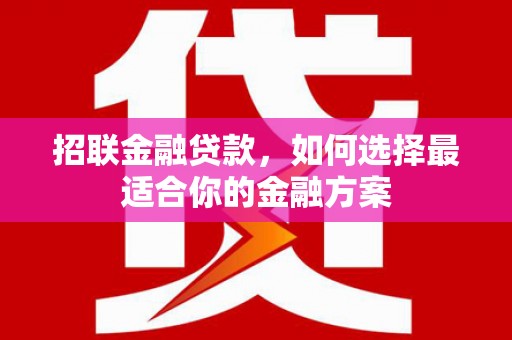 东阿招联金融贷款，如何选择最适合你的金融方案