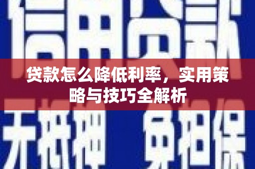 东阿贷款怎么降低利率，实用策略与技巧全解析