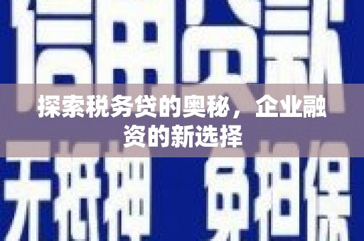 东阿探索税务贷的奥秘，企业融资的新选择