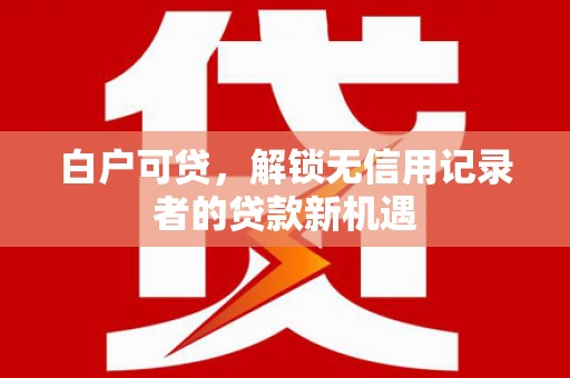 东阿白户可贷，解锁无信用记录者的贷款新机遇