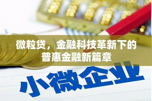 东阿微粒贷，金融科技革新下的普惠金融新篇章