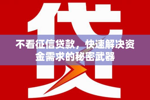 东阿不看征信贷款，快速解决资金需求的秘密武器