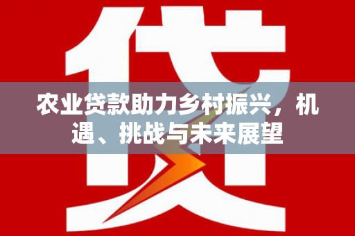 东阿农业贷款助力乡村振兴，机遇、挑战与未来展望