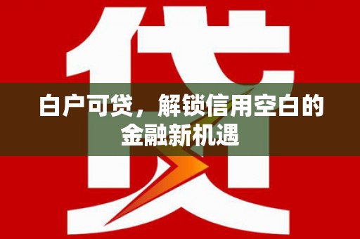 东阿白户可贷，解锁信用空白的金融新机遇