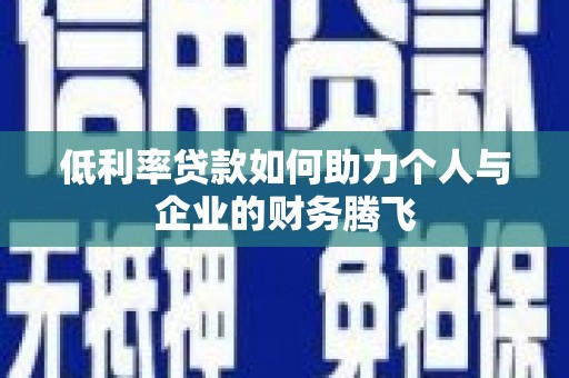 东阿低利率贷款如何助力个人与企业的财务腾飞