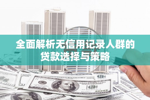 东阿全面解析无信用记录人群的贷款选择与策略