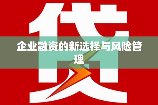 东阿企业融资的新选择与风险管理